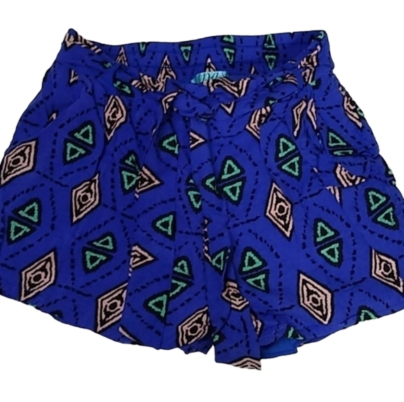 Dina Be SZ Small 90s Geometric Print Shorts Waist Tie Saved by the Bell Funky - Picture 1 of 7